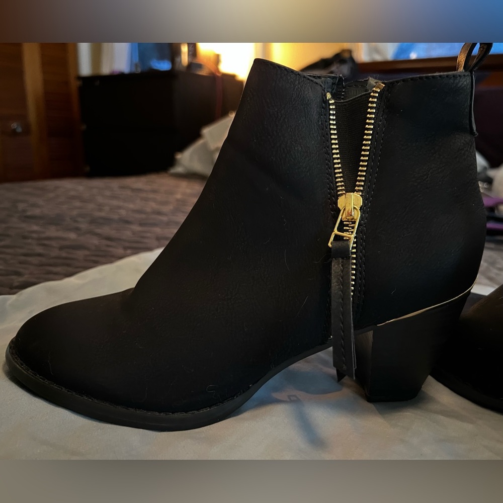 Black Booties with Gold accent